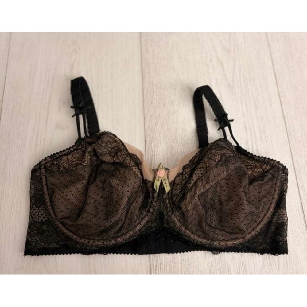 Fayreform F75-5049 Vitality Unlined Lace 3 Part Full Cup UW‎ Bra Sz 38DD Black